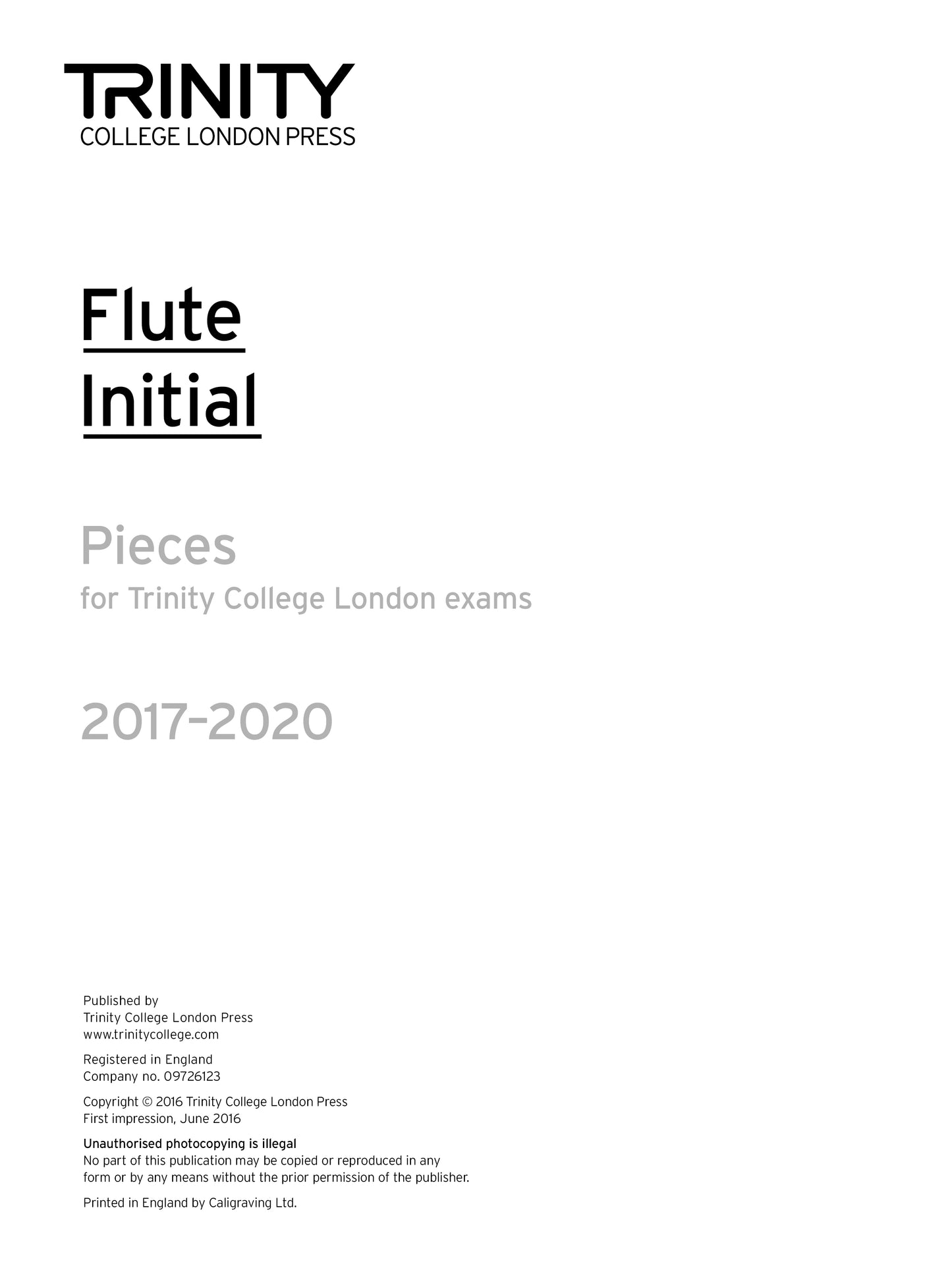 Flute Exam Pieces Initial, 2017-2020 (part only)