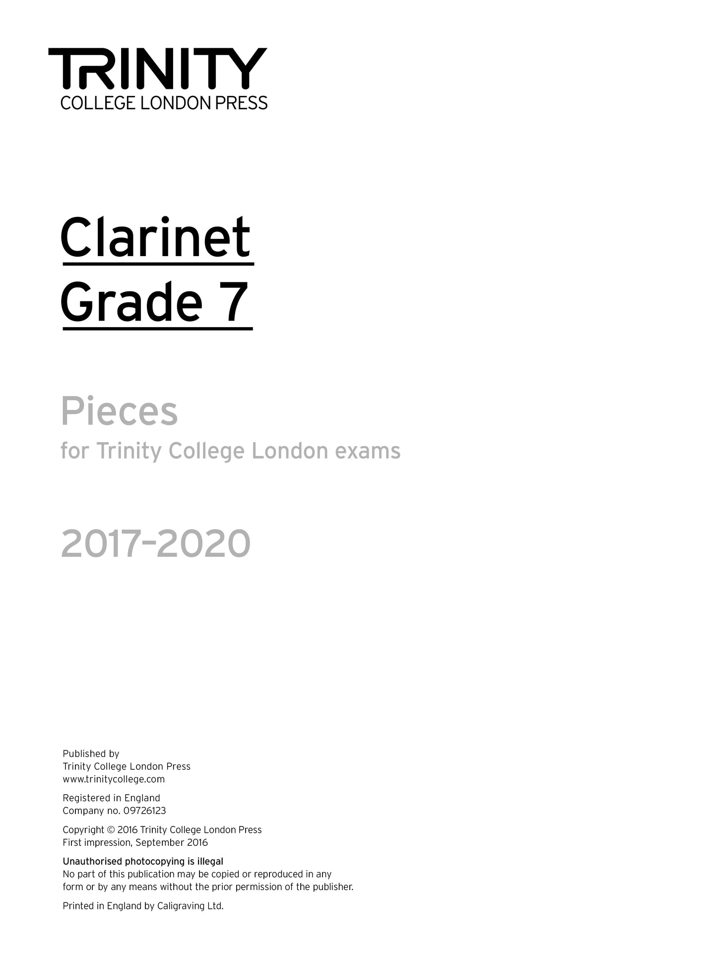 Clarinet Exam Pieces Grade 7, 2017-2020 (part only)