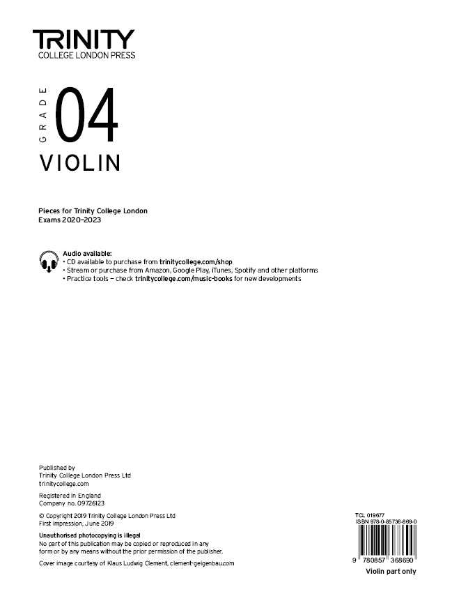 Violin Exam Pieces From 2020: Grade 4 (part only)