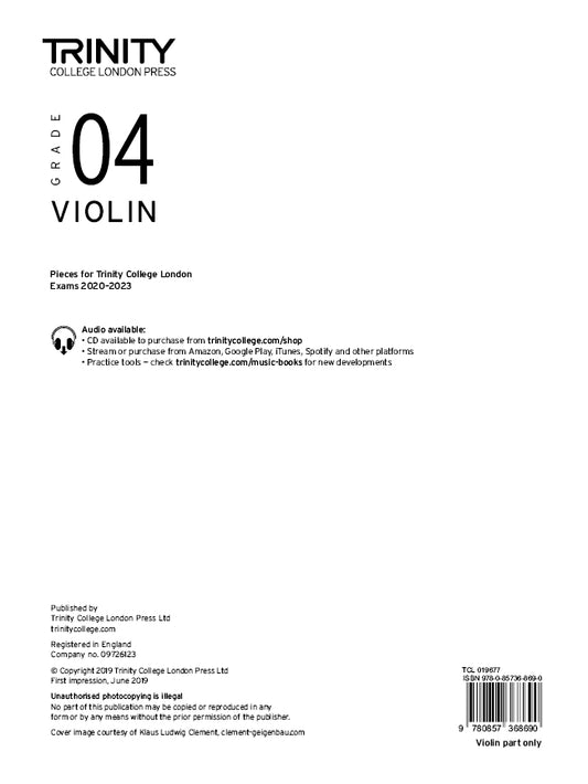 Violin Exam Pieces From 2020: Grade 4 (part only)