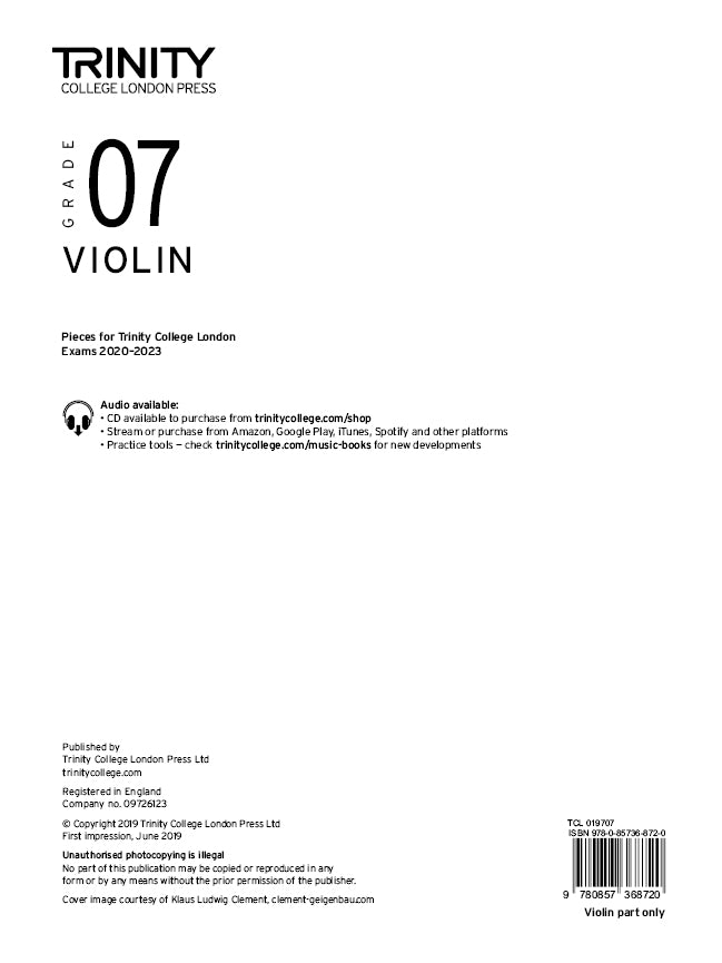 Violin Exam Pieces From 2020: Grade 7 (part only)